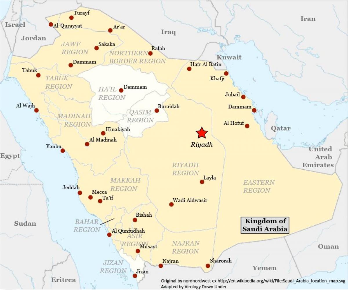 Karta över najran Saudiarabien
