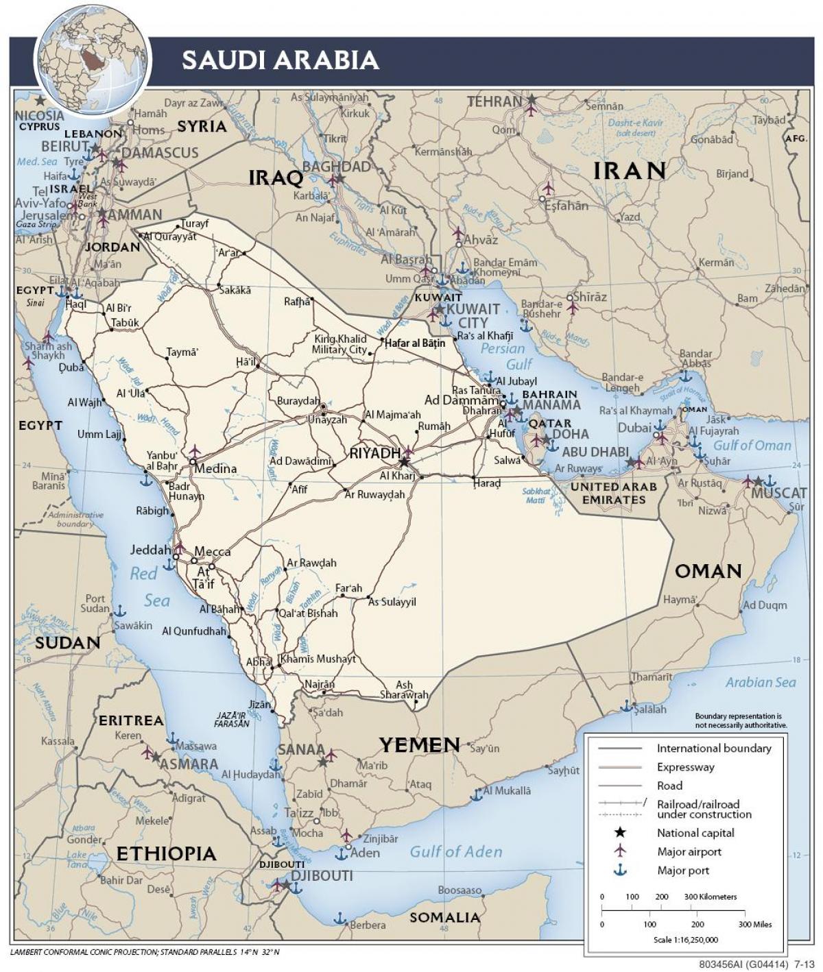 Karta över Saudiarabien hamnar