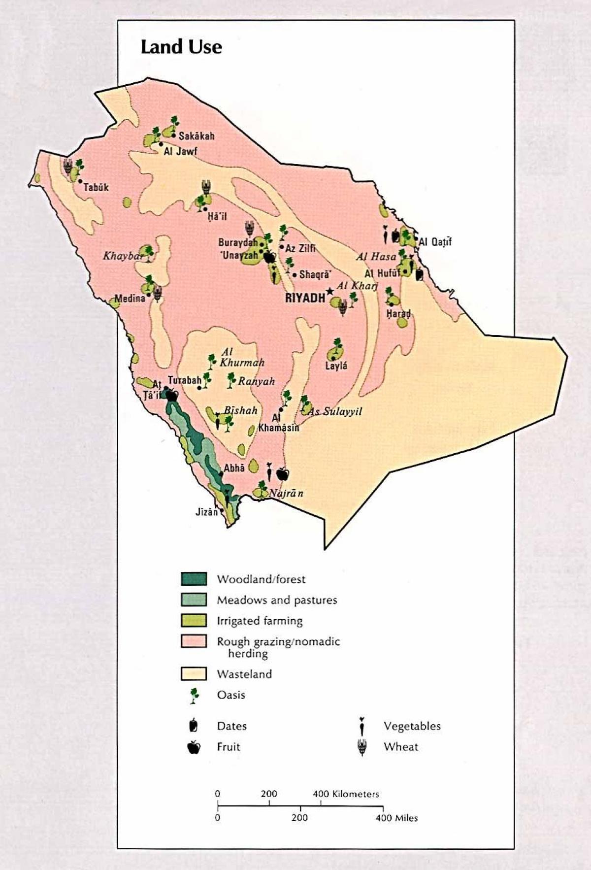 Karta över Saudiarabien naturresurser