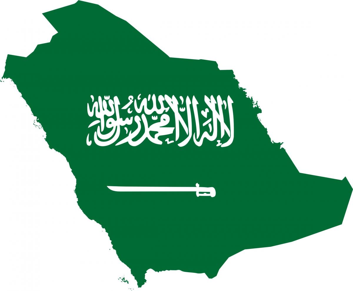 Saudiarabien karta flagga