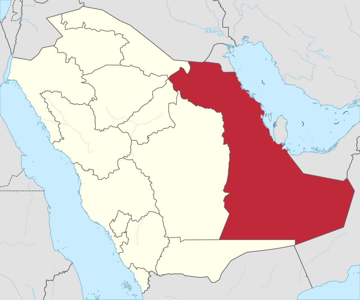 Karta över östra provinsen Saudiarabien