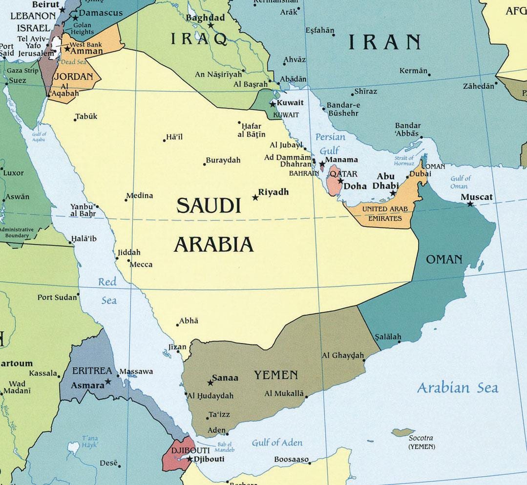 Karta över Saudiarabien
