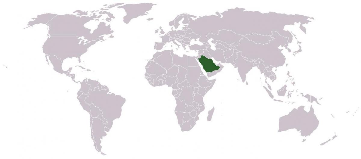 Saudiarabien på en världskarta