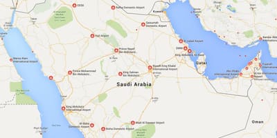 Saudiarabien flygplatser karta
