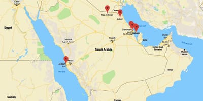 Karta över Saudiarabien al khobar