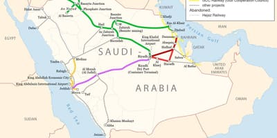 Karta över Saudiarabien järnvägen