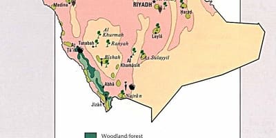 Karta över Saudiarabien naturresurser