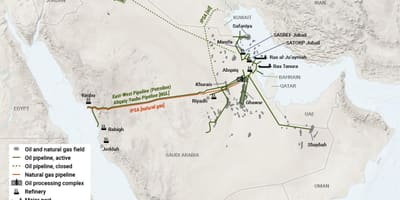 Saudiarabien olja karta