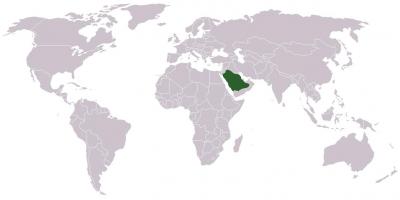 Saudiarabien på en världskarta