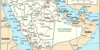 Karta över Saudiarabien politiska