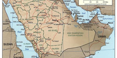 Karta över Saudiarabien river